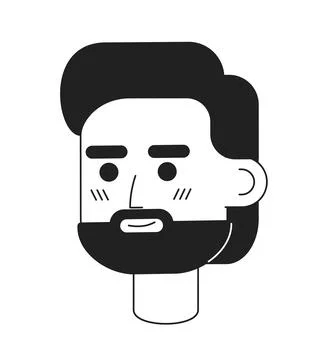 Optimistic bearded man monochromatic flat vector character head Stock Illustration