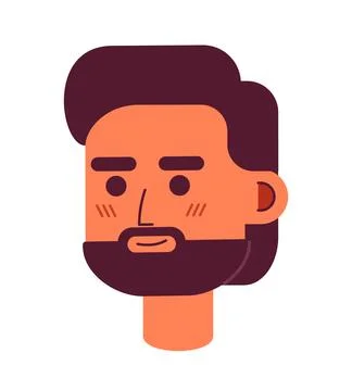 Optimistic bearded man semi flat vector character head Stockillustratie