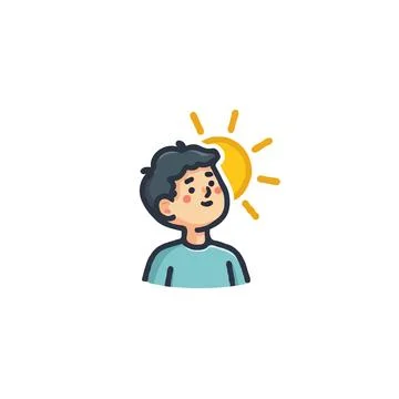 Optimistic boy embracing sunshine a bright illustration capturing hopeful e.. Stock Illustration