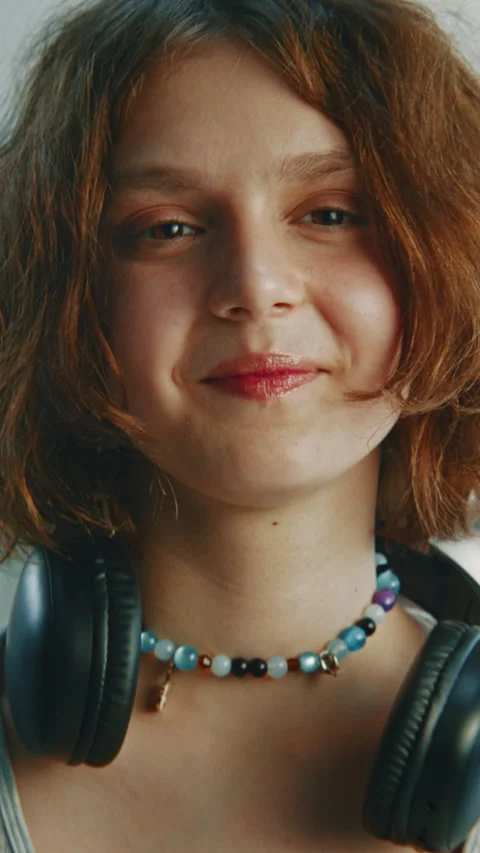 Optimistic, Bright Young Female Student With Friendly Look and Fashionable Video stock 342044021