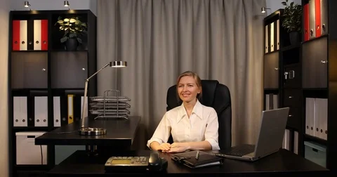 Optimistic Female Portrait Looking Interview Ok Sign Gesture Interior Office Job Stock Footage 72752905