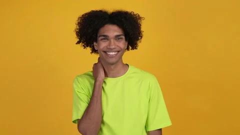 Optimistic guy beaming smiling isolated vibrant color background Stock Footage 168814250