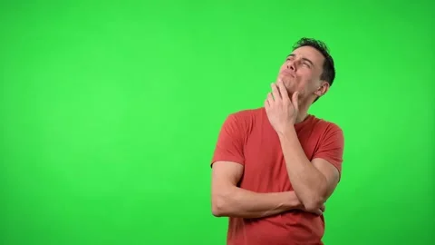 Optimistic man who is confident about the future. Chroma green background. Stock Footage 148976270