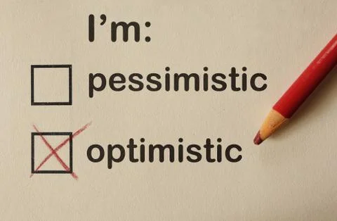 Optimistic or Pessimistic check box survey Stock Photos