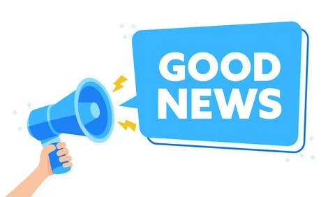 Optimistic Vector Illustration of Hand Holding Megaphone Broadcasting Good News Stock Illustration