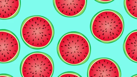 Optimistic Watermelon Seamless Background. High-Quality, Minimalistic Animation. Stock Footage 97142522