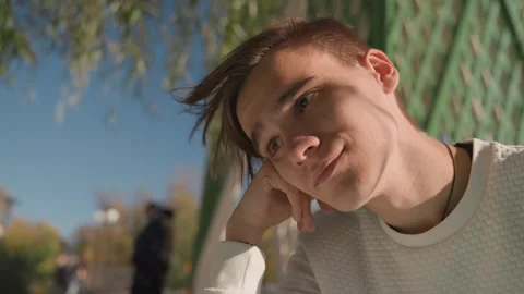 Optimistic young individual dreaming about happy family future ahead. Young and Video stock 331532121