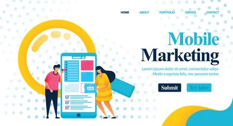Optimization of ad costs and layout using mobile marketing to get profit. con 스톡 일러스트