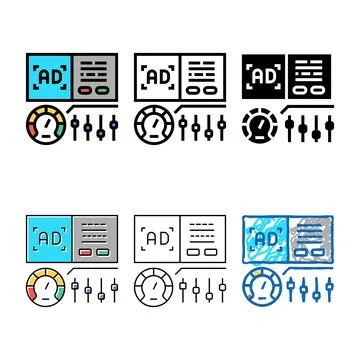 Optimization of advertising color types icon vector Stock Illustration