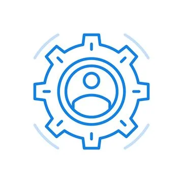 Optimization business specialists icon vector marketing gear for improving .. Stock Illustration