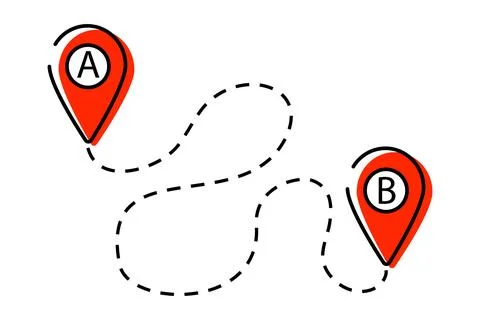 Optimization of cargo transportation route from point A to point B. Stock Illustration