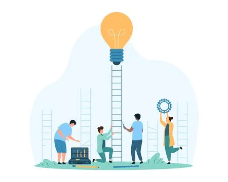 Optimization, development of creative ideas, goal achievement for team of Illustrazione stock