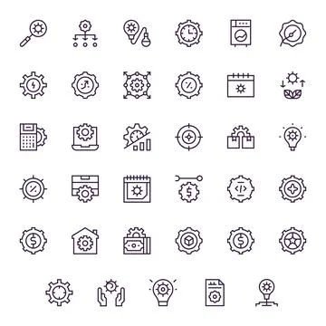 Optimization Digital Vector Pack containing 35 Grid Fitted Regular Line Ret.. イラスト素材