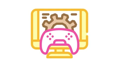 Optimization game development color icon animation Stock Footage 327266965