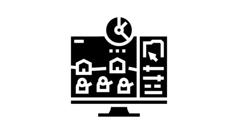 Optimization game development glyph icon animation Stock Footage 326152219