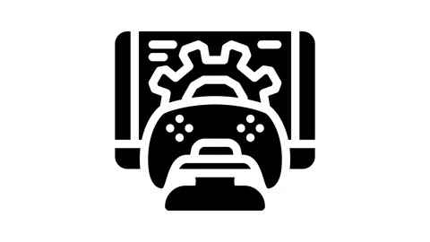 Optimization game development glyph icon animation Stock Footage 326743003