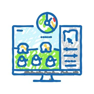 Optimization game development icon doodle illustration 스톡 일러스트