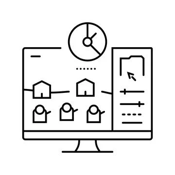 Optimization game development line icon vector illustration Illustrazione stock