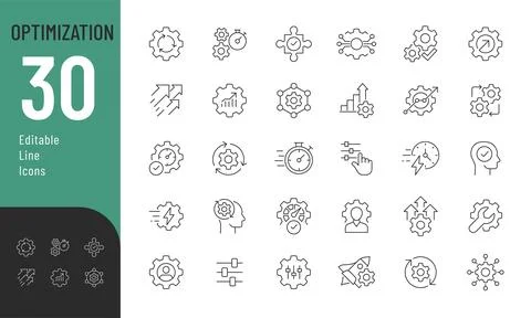 Optimization line Editable Icons set. Stock Illustration
