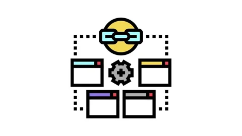 Optimization link color icon animation Stock Footage 224015358