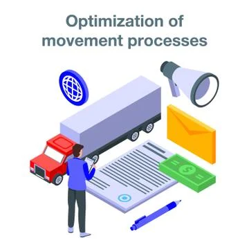 Optimization of movement process concept banner, isometric style Illustrazione stock