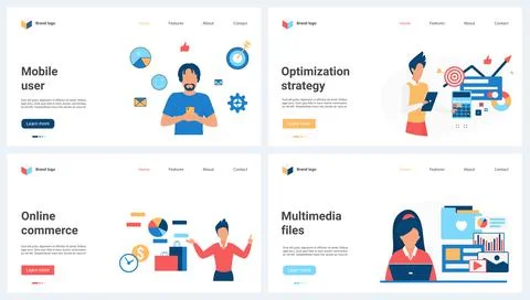 Optimization of multimedia files and users data, online commerce in mobile apps Illustration