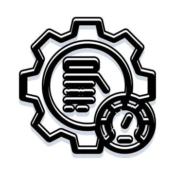 Optimization power symbol with gear and gauge Illustrazione stock