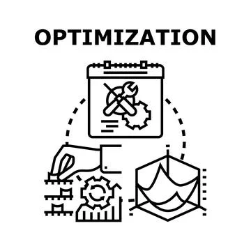 Optimization process improving efficiency with data analysis and planning Illustrazione stock