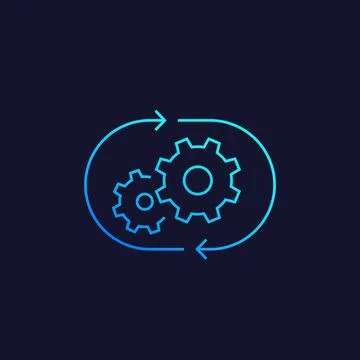 Optimization process, operations icon, line vector Stock Illustration