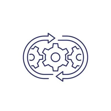Optimization process or operations line icon Stock Illustration