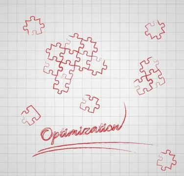 Optimization with puzzle pieces Stock Illustration