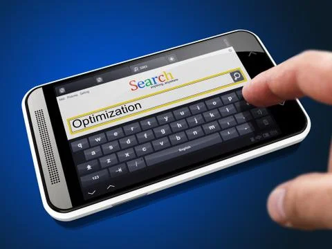 Optimization in Search String on Smartphone. Illustrazione stock