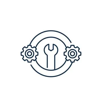 Optimization, settings icon, line vector Illustrazione stock