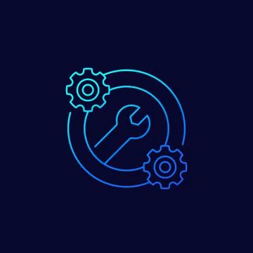 Optimization, settings icon, linear design Illustrazione stock