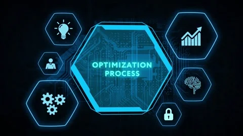 Optimization Software Technology Process System Business concept. Business, T Stock Footage 162409805