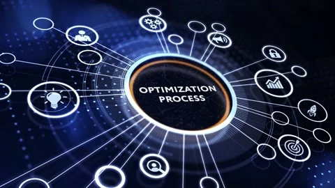 Optimization Software Technology Process System Business concept. Business, T Stock Footage 185343773