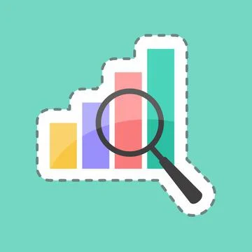 Optimization Sticker in trendy line cut isolated on blue background Stock Illustration