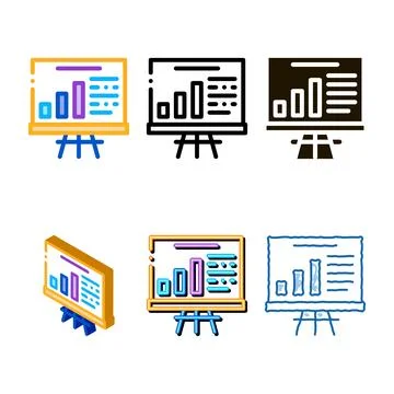 Optimization study styleset diagram chart icon vector outline Stockillustratie