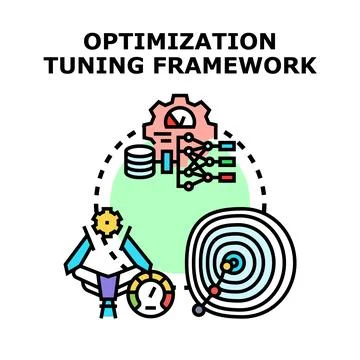 Optimization tuning framework with processing and data Stock Illustration