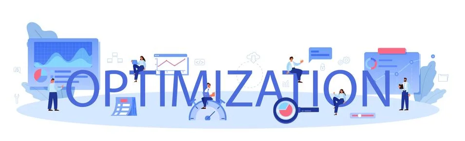 Optimization typographic header. Idea of business improvement Illustrazione stock