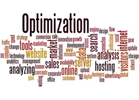 Optimization, word cloud concept 스톡 일러스트