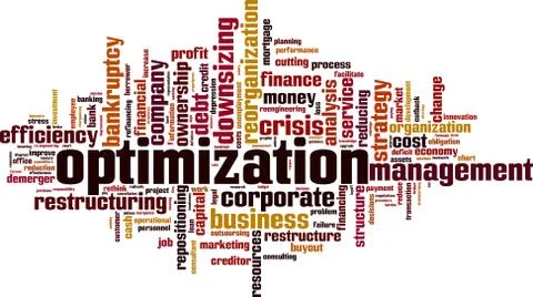 Optimization word cloud Ilustración de archivo