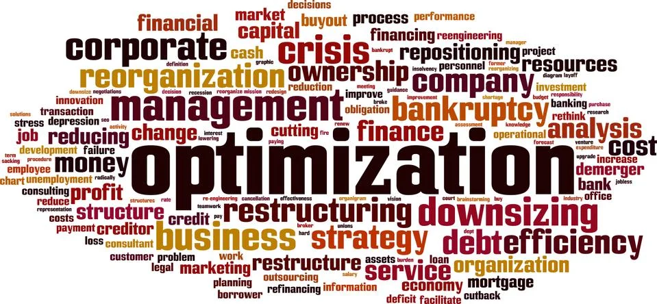 Optimization word cloud Ilustración de archivo