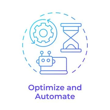 Optimize and automate blue gradient concept icon Illustrazione stock