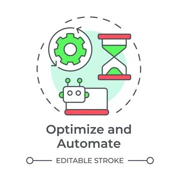 Optimize and automate multi color concept icon Stock Illustration