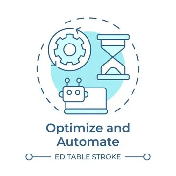 Optimize and automate soft blue concept icon Illustrazione stock