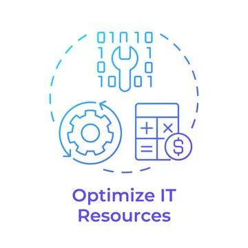 Optimize it resources blue gradient concept icon Illustrazione stock