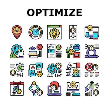 Optimize Operations Collection Icons Set Vector Stockillustratie