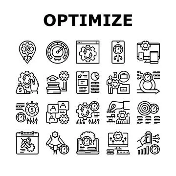 Optimize Operations Collection Icons Set Vector Stock Illustration