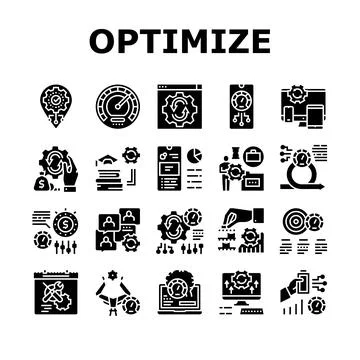 Optimize Operations Collection Icons Set Vector Stock Illustration